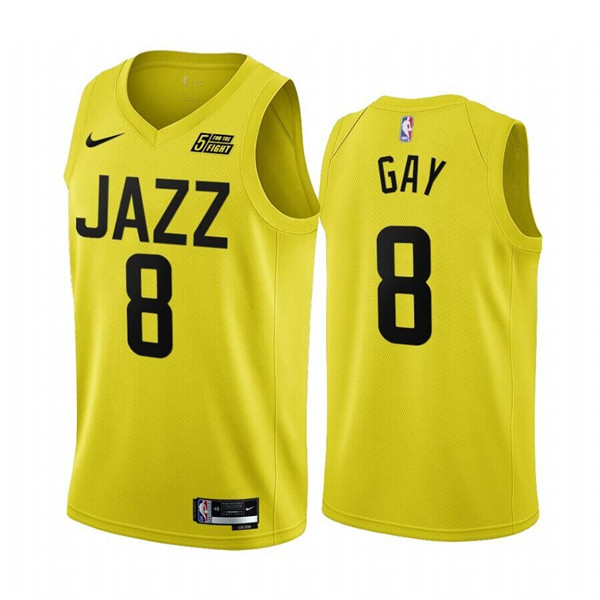 Men's Utah Jazz #8 Rudy Gay 2022/23 Yellow Icon Edition Stitched Basketball Jersey
